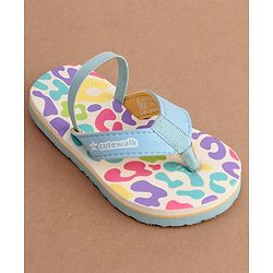 Cute Walk by Babyhug Back Strap Slip On Flip Flops with Abstract Design- Light Blue