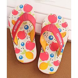 Cute Walk by Babyhug Slip On  Flip Flops with Fruit Design- Red