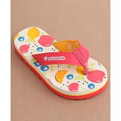 Cute Walk by Babyhug Slip On  Flip Flops with Fruit Design- Red
