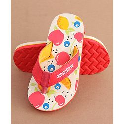 Cute Walk by Babyhug Slip On  Flip Flops with Fruit Design- Red
