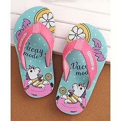 Cute Walk by Babyhug Slip On  Flip Flops with Unicorn Design- Pink & Blue