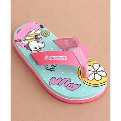 Cute Walk by Babyhug Slip On  Flip Flops with Unicorn Design- Pink & Blue
