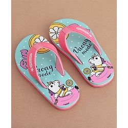 Cute Walk by Babyhug Slip On  Flip Flops with Unicorn Design- Pink & Blue