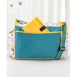 Babyhug Mother Bag with Accessories Combo With Vehicle Print Set of 5 - Green & Yellow