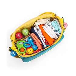 Babyhug Mother Bag with Accessories Combo With Vehicle Print Set of 5 - Green & Yellow