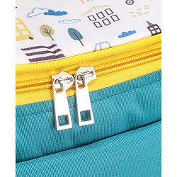 Babyhug Mother Bag with Accessories Combo With Vehicle Print Set of 5 - Green & Yellow