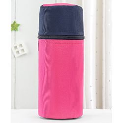 Babyhug Insulated Feeding Bottle Cover With Zip- Pink & Navy Blue