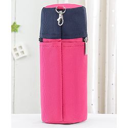 Babyhug Insulated Feeding Bottle Cover With Zip- Pink & Navy Blue