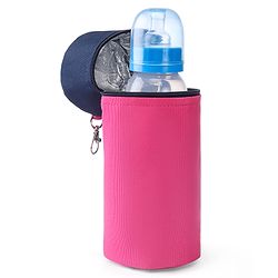 Babyhug Insulated Feeding Bottle Cover With Zip- Pink & Navy Blue