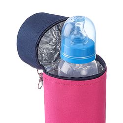 Babyhug Insulated Feeding Bottle Cover With Zip- Pink & Navy Blue