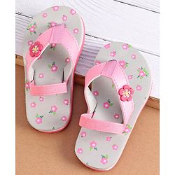 Cute Walk by Babyhug Flip Flops With Back Strap Closure Floral Print  - Pink (Strap Colour May Vary)