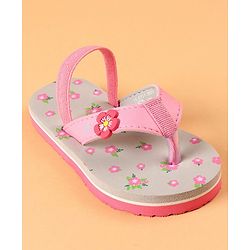 Cute Walk by Babyhug Flip Flops With Back Strap Closure Floral Print  - Pink (Strap Colour May Vary)