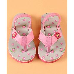 Cute Walk by Babyhug Flip Flops With Back Strap Closure Floral Print  - Pink (Strap Colour May Vary)