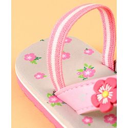 Cute Walk by Babyhug Flip Flops With Back Strap Closure Floral Print  - Pink (Strap Colour May Vary)