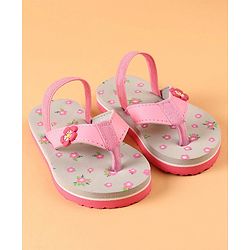 Cute Walk by Babyhug Flip Flops With Back Strap Closure Floral Print  - Pink (Strap Colour May Vary)