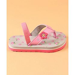Cute Walk by Babyhug Flip Flops With Back Strap Closure Floral Print  - Pink (Strap Colour May Vary)