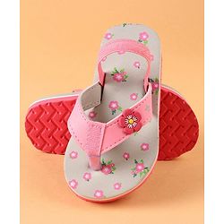 Cute Walk by Babyhug Flip Flops With Back Strap Closure Floral Print  - Pink (Strap Colour May Vary)