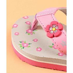 Cute Walk by Babyhug Flip Flops With Back Strap Closure Floral Print  - Pink (Strap Colour May Vary)
