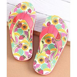 Cute Walk by Babyhug Slip On Flip Flops with Watermelon Print & Applique- Pink