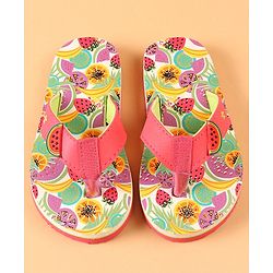Cute Walk by Babyhug Slip On Flip Flops with Watermelon Print & Applique- Pink
