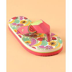Cute Walk by Babyhug Slip On Flip Flops with Watermelon Print & Applique- Pink