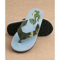 Cute Walk by Babyhug Slip On Flip Flops Dino Print - Green