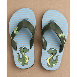 Cute Walk by Babyhug Slip On Flip Flops Dino Print - Green