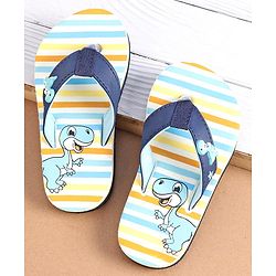 Cute Walk by Babyhug Slip On Flip Flops with Dino Print & Applique- Blue