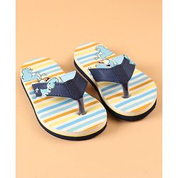 Cute Walk by Babyhug Slip On Flip Flops with Dino Print & Applique- Blue
