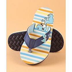 Cute Walk by Babyhug Slip On Flip Flops with Dino Print & Applique- Blue