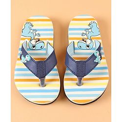 Cute Walk by Babyhug Slip On Flip Flops with Dino Print & Applique- Blue
