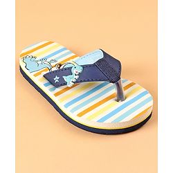 Cute Walk by Babyhug Slip On Flip Flops with Dino Print & Applique- Blue