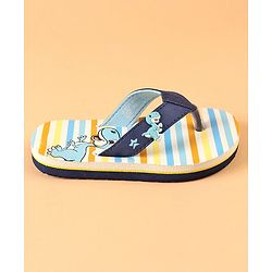 Cute Walk by Babyhug Slip On Flip Flops with Dino Print & Applique- Blue