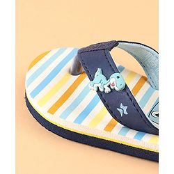 Cute Walk by Babyhug Slip On Flip Flops with Dino Print & Applique- Blue