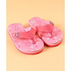 Cute Walk by Babyhug Slip On Flip Flops with Star Print & Star Applique- Pink