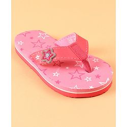 Cute Walk by Babyhug Slip On Flip Flops with Star Print & Star Applique- Pink