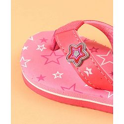 Cute Walk by Babyhug Slip On Flip Flops with Star Print & Star Applique- Pink