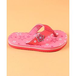 Cute Walk by Babyhug Slip On Flip Flops with Star Print & Star Applique- Pink