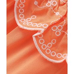 Babyhug Rayon Woven Sleeveless Cropped Top with Schiffli Detailing - Orange