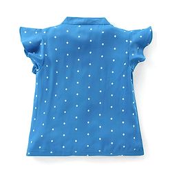 Babyhug Rayon Woven Frill Sleeves Top Dot Print- Blue
