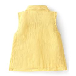 Babyhug Woven Sleeveless Floral Embroidery Crinkle Crepe Top - Yellow