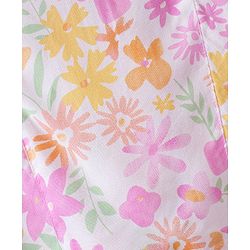 Babyhug Rayon Half Sleeves Top Floral Print- White & Pink