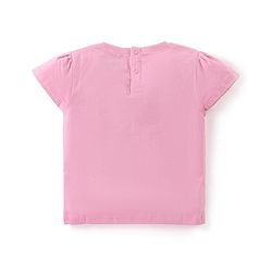 Babyhug Cotton Knit Half Sleeves Top & Floral Printed Skirt Set With Strawberry Applique - Pink & Blue