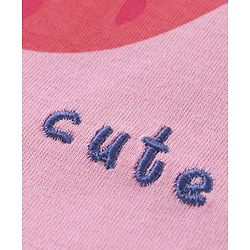 Babyhug Cotton Knit Half Sleeves Top & Floral Printed Skirt Set With Strawberry Applique - Pink & Blue