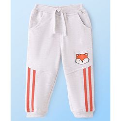 Babyhug Cotton Looper Full Length Track Pant Fox Print - Grey