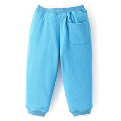 Babyhug Cotton Looper Knit Full Length Track Pant Text Print - Blue