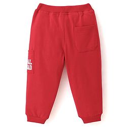 Babyhug Cotton Looper Full Length Lounge Pant With Text Print - Red