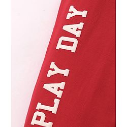 Babyhug Cotton Looper Full Length Lounge Pant With Text Print - Red