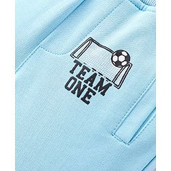 Babyhug Cotton Looper Full Length  Track Pants Text Print - Blue