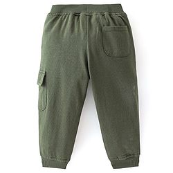 Babyhug Cotton Looper Knit Lounge Pant Text Print - Olive Green